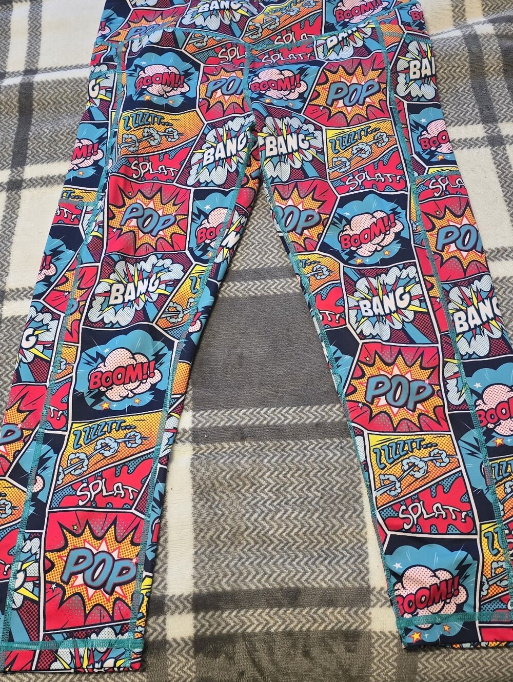 Constantly Varied Gear Kids Comic Pop-Print Leggings - Blue, Red, Yellow, Pink